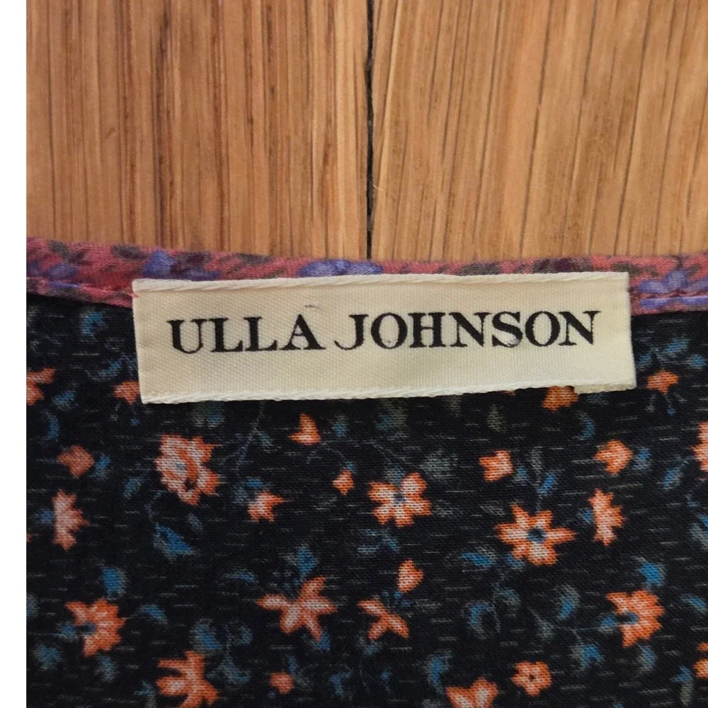 Ulla Johnson Cora Top Auburn Palette Mixed Floral Ruffle Puff Sleeve Blouse Sz 2